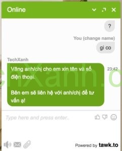 Test chatbot xin số tự động với tawk.to 