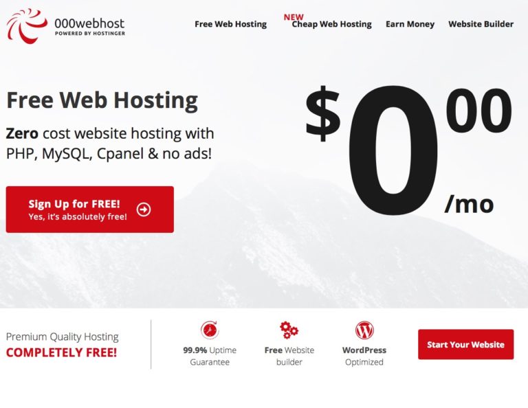 Бесплатный хостинг php. Zero host.