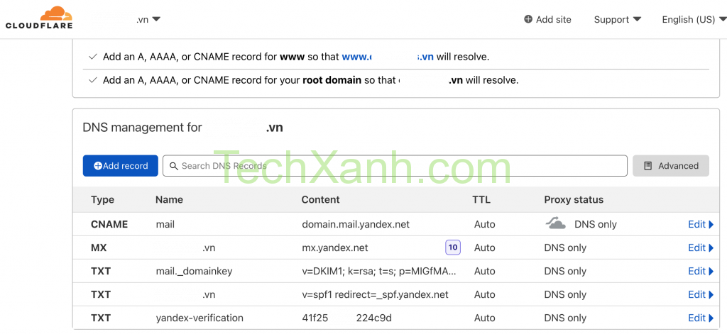 Cau Hinh Cloudflare Mail Yandex Ten Mien Rieng